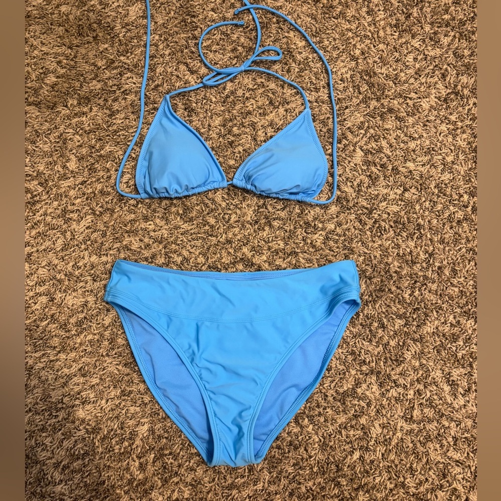 high waisted triangle bikini set